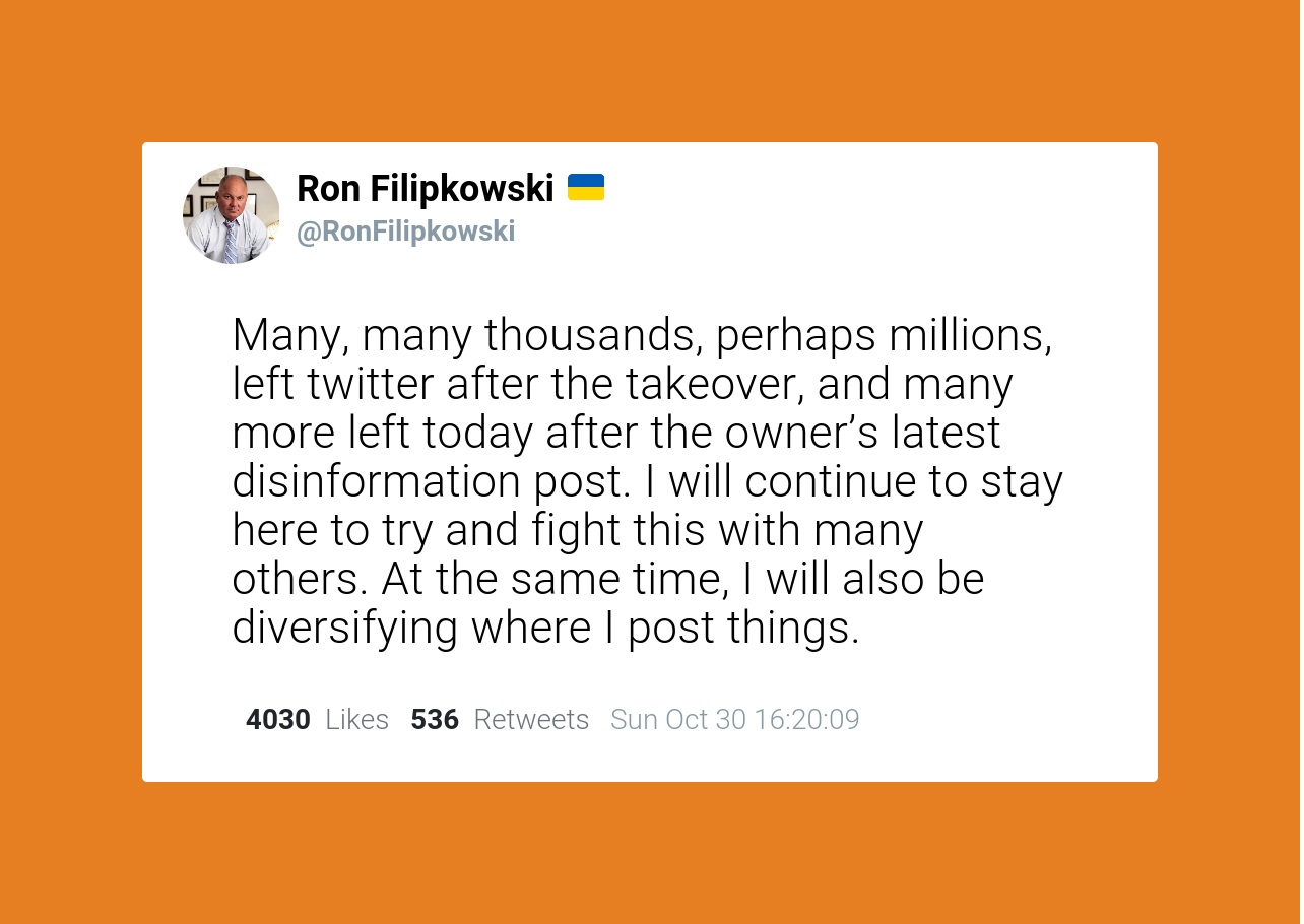 Ron Filipkowski stating that he is diversifying his online posting locations